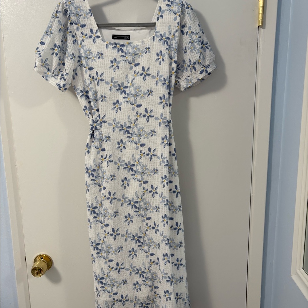 Chic Blue Floral Midi Dress